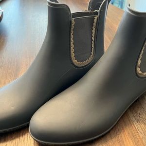 Jack Rogers Slip-On Rain Boots Gray with Glitter, Size 10